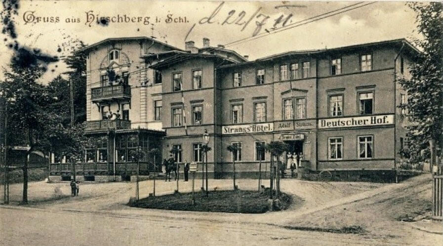 Hirschberg im Riesengebirge, Hotel Strauss Bahnpost Fotopolska