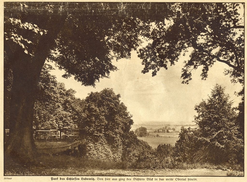 Pałac Lubowice widok na dolinę Odry